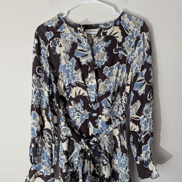 Reiss Abbie Floral Printed Mini Dress in Blue Women's Size 2 - Picture 5 of 12